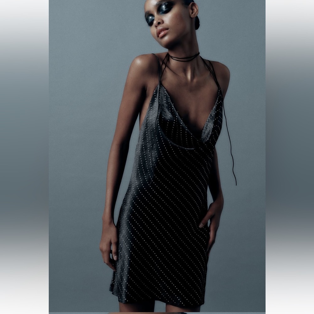ZARA…satin dress jewelry